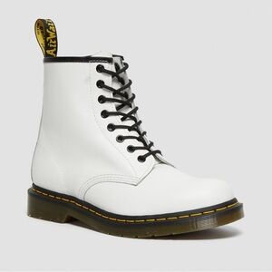 Dr. Martens white leather lace up boots